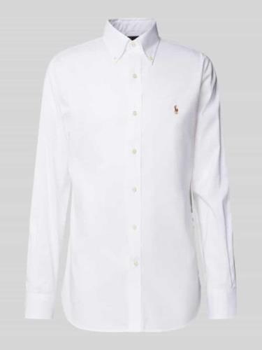 Polo Ralph Lauren Slim Fit Business-Hemd mit Label-Stitching in Weiss,...