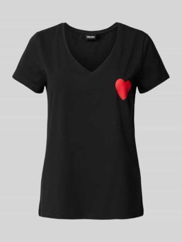 Pieces T-Shirt mit Motiv- und Statement-Print in Black, Größe XS