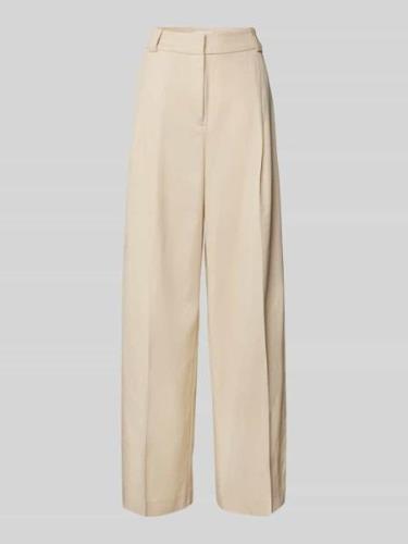 Mango Wide Leg Stoffhose mit Bundfalten Modell 'MERIDA' in Beige, Größ...