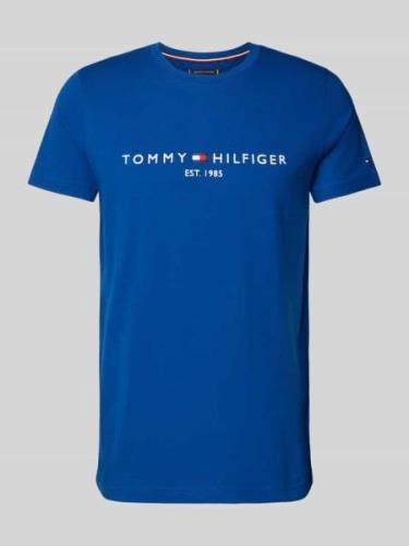 Tommy Hilfiger T-Shirt mit Label-Print in Royal, Größe L