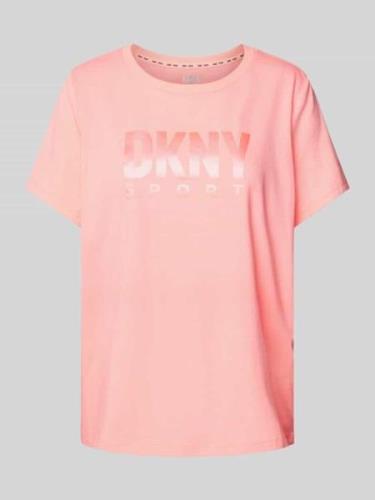 DKNY PERFORMANCE T-Shirt mit Label-Print in Rosa, Größe XS