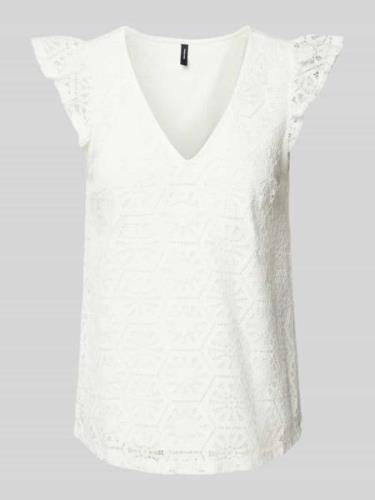 Vero Moda Blusentop mit Ausbrenner-Effekt Modell 'HONEY LULU' in Weiss...