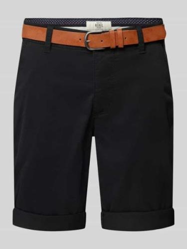 Redefined Rebel Regular Fit Bermudas mit Gürtel Modell 'MIKE' in Black...