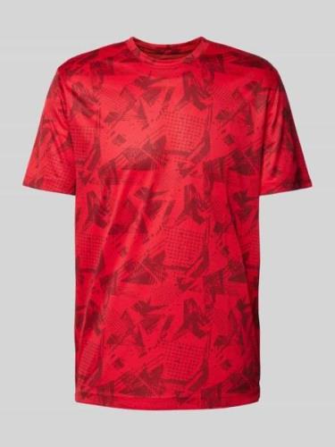 Christian Berg Men T-Shirt mit Allover-Muster in Rot, Größe 3XL