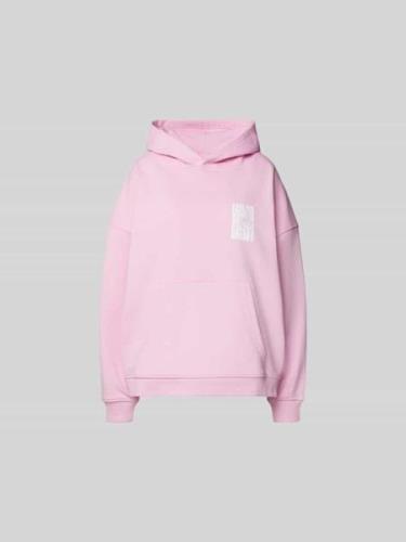 OH APRIL Oversized Hoodie mit Label-Print in Pink, Größe M