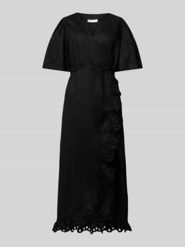 Copenhagen Muse Leinenkleid mit Spitzenbesatz Modell 'NATULI' in Black...