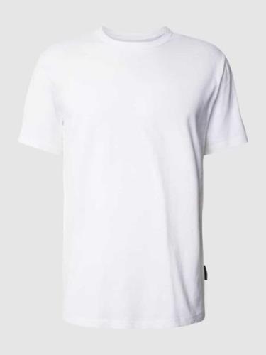 Marc O'Polo T-Shirt mit geripptem Rundhalsausschnitt in Weiss, Größe M