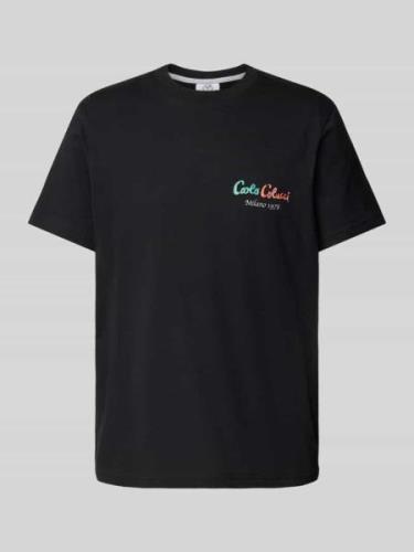 CARLO COLUCCI T-Shirt mit Label-Print in Black, Größe S