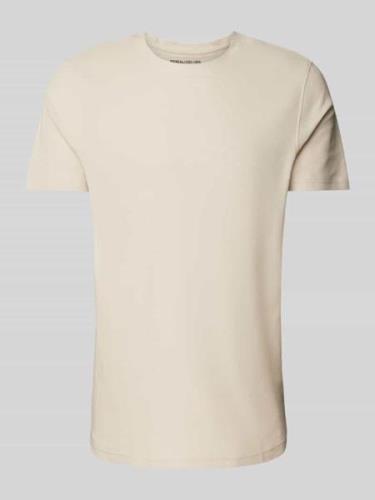 MCNEAL T-Shirt mit geripptem Rundhalsausschnitt in Beige, Größe L