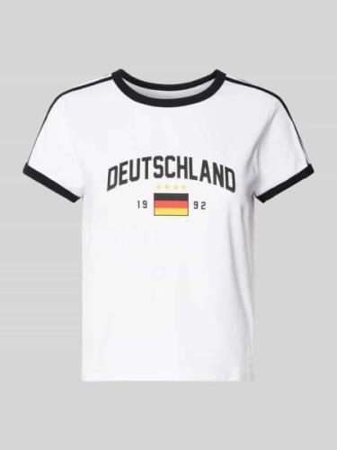 Review T-Shirt mit Motiv-Print in Weiss, Größe L