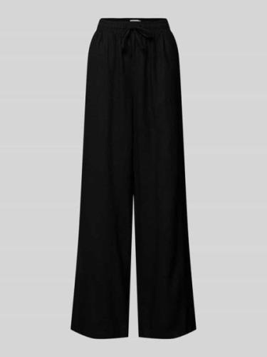 ICHI Wide Leg Leinenhose mit Bundfalten Modell 'Lino' in Black, Größe ...