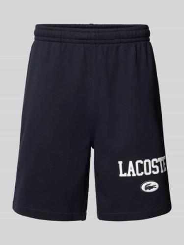 Lacoste Sweatshorts mit Label-Print in Dunkelblau, Größe XL