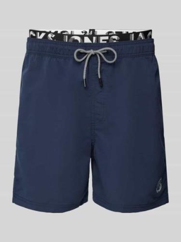 Jack & Jones Badehose mit elastischem Bund Modell 'FIJI' in Dunkelblau...