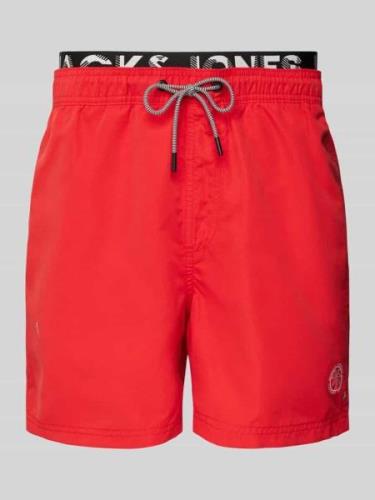 Jack & Jones Badehose mit elastischem Bund Modell 'FIJI' in Rot, Größe...