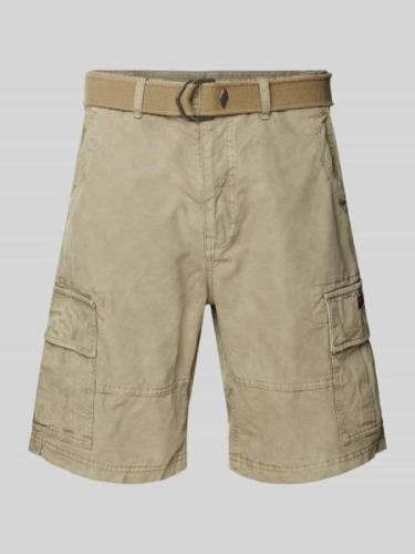 Superdry Regular Fit Cargoshorts mit Gürtel in Khaki, Größe 34