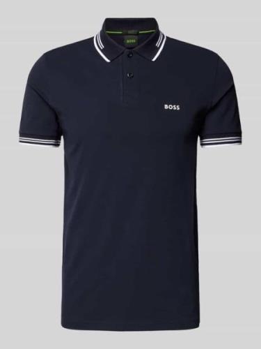 BOSS Green Slim Fit Poloshirt mit Label-Print Modell 'Paul' in Marine,...