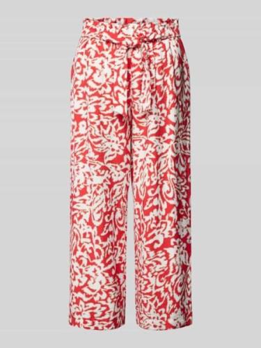 comma Wide Leg Stoffhose mit Bindegürtel in Rot, Größe 36