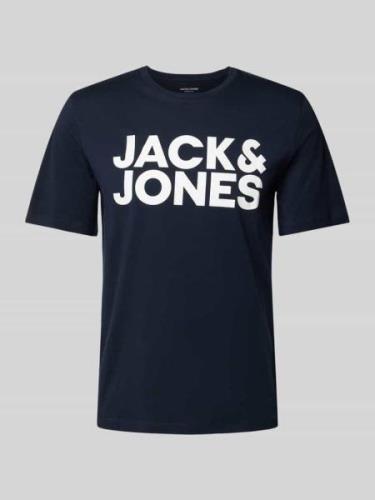 Jack & Jones T-Shirt mit Label-Print Modell 'CORP' in Marine, Größe S