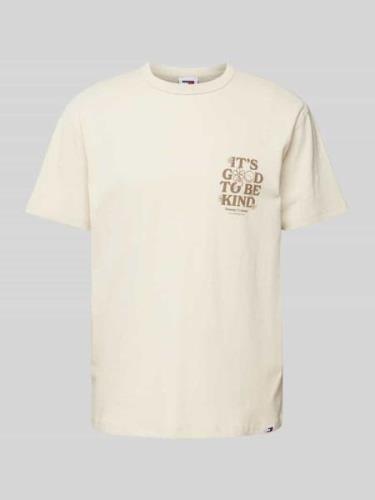 Tommy Jeans T-Shirt mit Statement-Print in Beige, Größe L