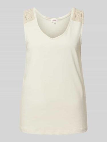 s.Oliver RED LABEL Tanktop mit Häkelspitze in Beige, Größe 34