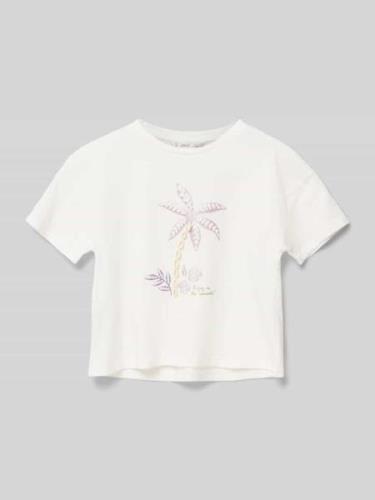 Mango T-Shirt mit Motiv-Print Modell 'palm' in Weiss, Größe 140