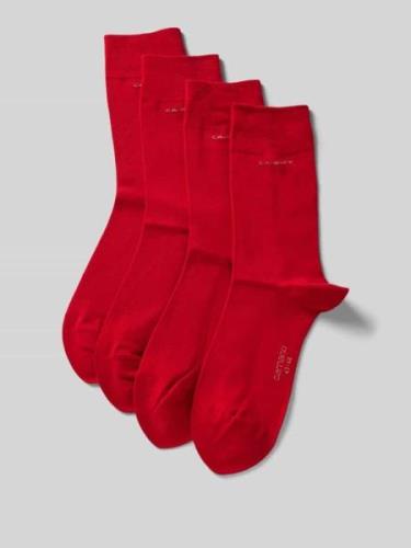 camano Socken im unifarbenen Design im 4er-Pack in Rot, Größe 39-42