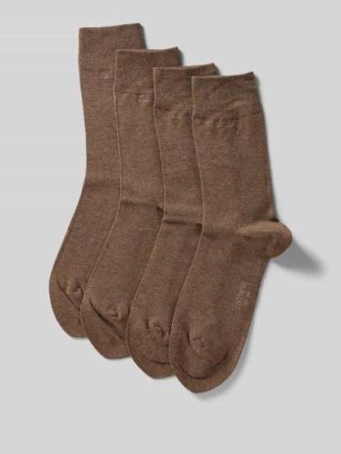 camano Socken im unifarbenen Design im 4er-Pack in Camel, Größe 43-46