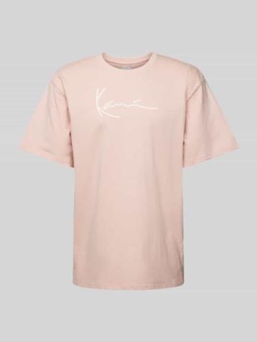 KARL KANI T-Shirt mit Label-Print Modell 'Signature' in Rose, Größe XX...