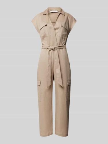 Mango Jumpsuit mit  Stoffgürtel Modell 'QUITA' in Beige, Größe L