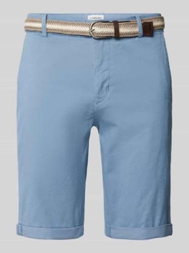 Lindbergh Slim Fit Bermudas mit Gürtel in Ocean, Größe L