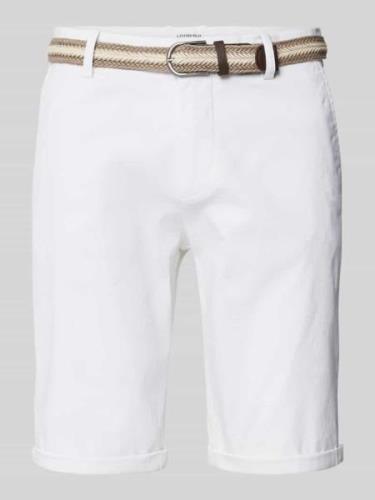 Lindbergh Slim Fit Bermudas mit Gürtel in Weiss, Größe M