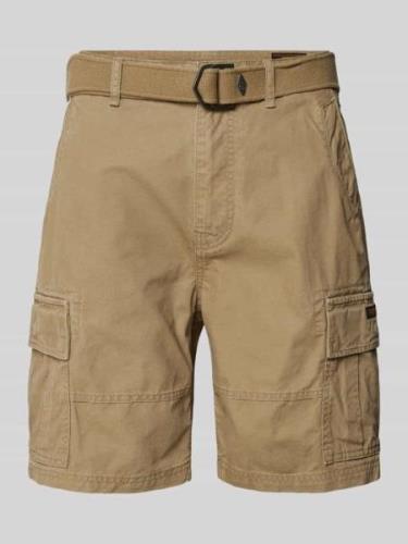 Superdry Regular Fit Cargoshorts mit Gürtel in Beige, Größe 30