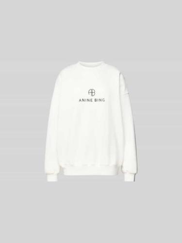 Anine Bing Oversized Sweatshirt mit Label-Print in Weiss, Größe XS