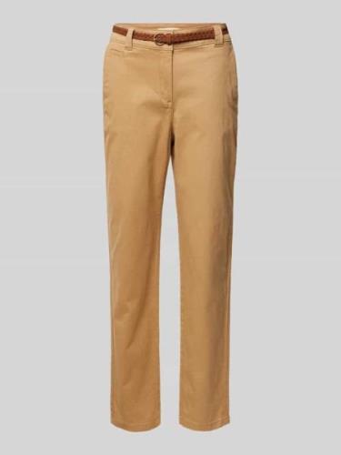 Christian Berg Woman Tapered Fit Chino mit Gürtel in Camel, Größe 40