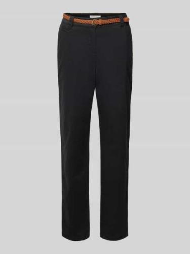 Christian Berg Woman Tapered Fit Chino mit Gürtel in Black, Größe 38