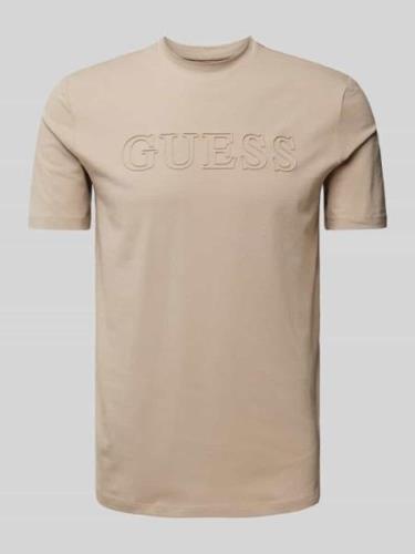 Guess Activewear T-Shirt mit Label-Print Modell 'ALPHY' in Beige, Größ...