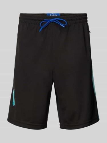 PEQUS Shorts mit elastischem Bund und Tunnelzug in Black, Größe M