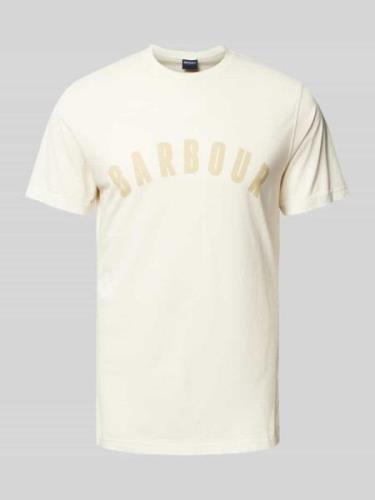 Barbour T-Shirt mit Label-Print in Stein, Größe L