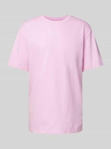 KARL KANI T-Shirt mit Label-Print in Pink, Größe M