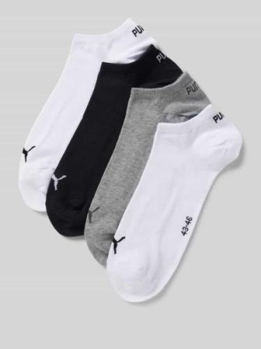 Puma Sneakersocken mit Label-Schriftzug im 4er-Pack in Mittelgrau, Grö...