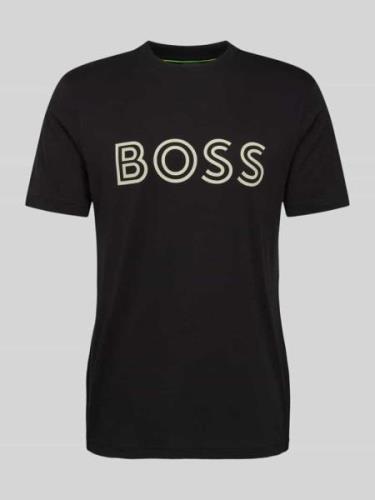 BOSS Green T-Shirt mit Label-Print in Black, Größe L