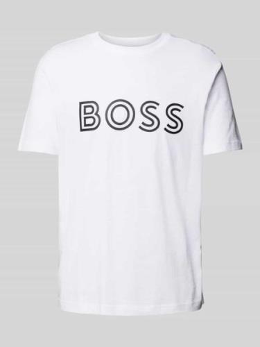 BOSS Green T-Shirt mit Label-Print in Weiss, Größe M