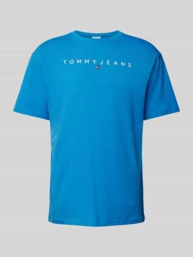 Tommy Jeans T-Shirt mit Label-Print in Blau, Größe L