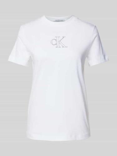 Calvin Klein Jeans T-Shirt mit Label-Print in Weiss, Größe L