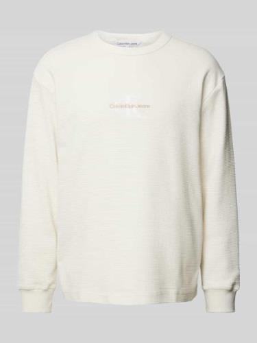 Calvin Klein Jeans Longsleeve mit Label-Stitching in Offwhite, Größe S