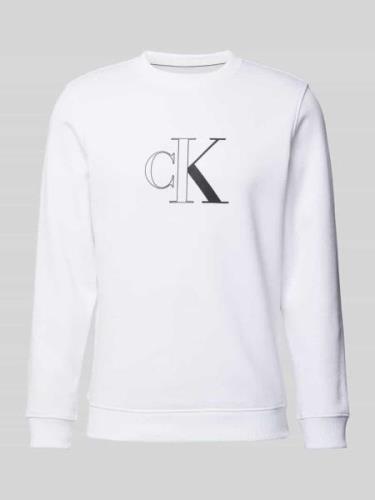 Calvin Klein Jeans Sweatshirt mit Label-Print Modell 'OUTLINE' in Weis...