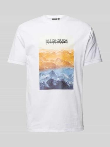 Napapijri T-Shirt mit Label-Motiv-Print in Weiss, Größe L