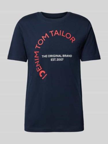 TOM TAILOR DENIM T-Shirt mit Rundhalsausschnitt in Marine, Größe L