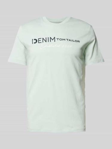 TOM TAILOR DENIM T-Shirt mit Rundhalsausschnitt in Mint, Größe L