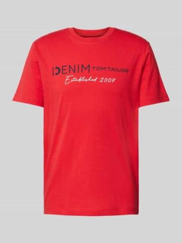 TOM TAILOR DENIM T-Shirt mit Rundhalsausschnitt in Rot, Größe L